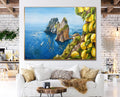 Faraglioni Capri Painting Capri Island Painting Italian Landscape Painting Seascape Painting Lemons Wall Art Home Decor Coastal Painting