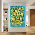 Lemon Painting Kitchen Wall Art Fruit Painting Food Painting Yellow and Green Lemon Painting on Canvas Original Art Citrus Painting Gift Art