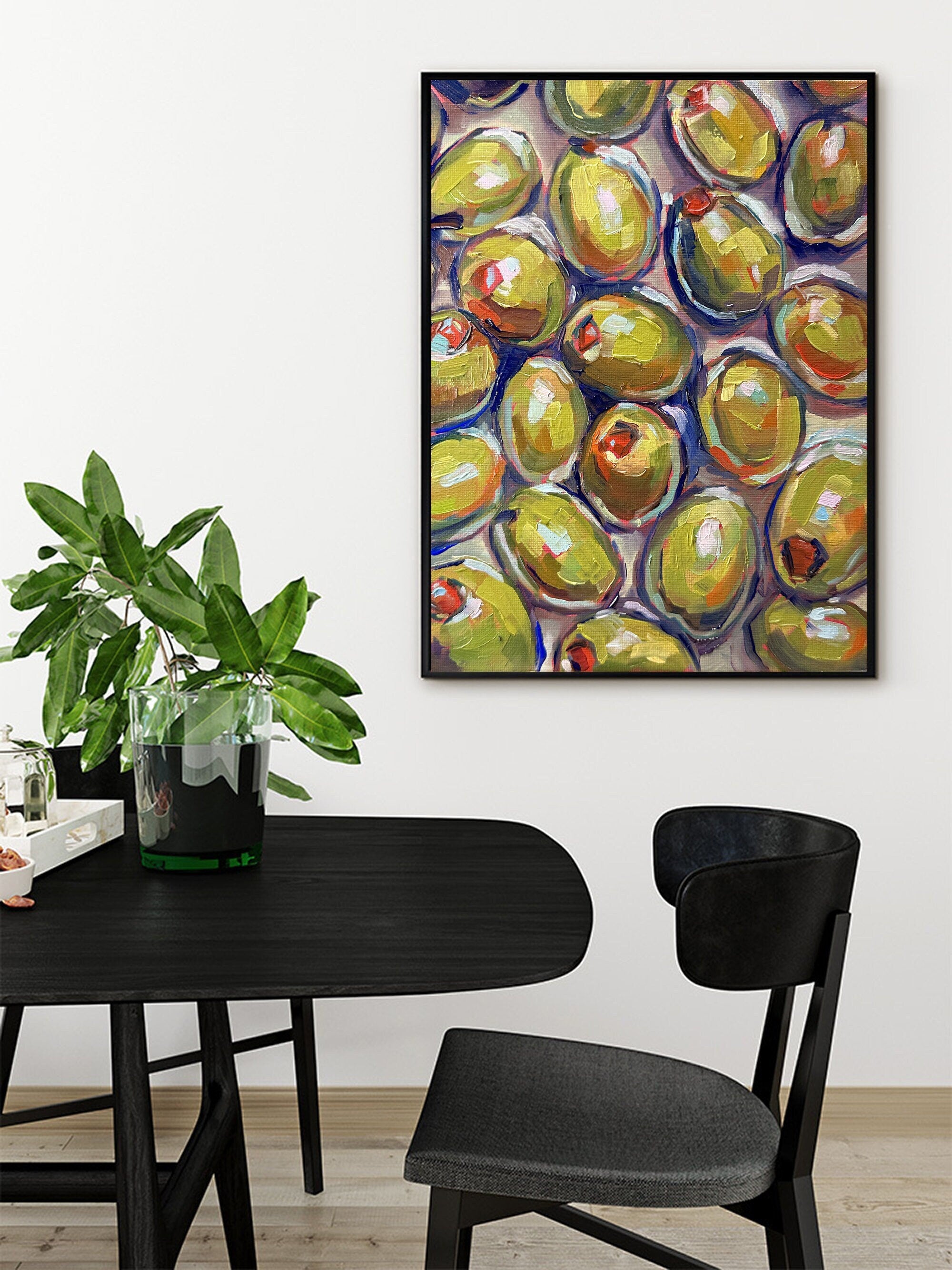 Olives Painting Home Wall Art Kitchen Fine Art Food Still Life Olive Original Oil Painting Vibrant Decor Food Dining Room Made to order