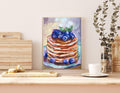 Blueberry Pancakes Painting Home Wall Art Bakery Kitchen Art Food Breakfast Original Oil Painting Vibrant Decor Cake Food Dining Room