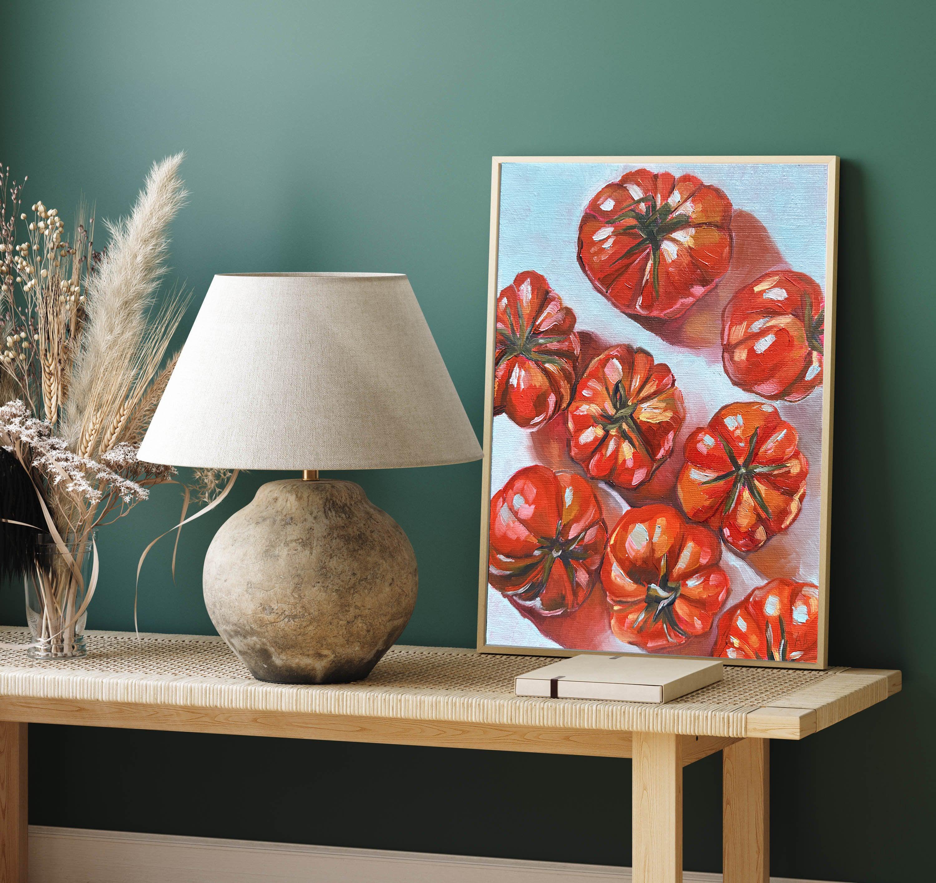 Tomatoes - Painting Home Wall Art Kitchen Fine Art Food Still Life Red Original Oil Painting Vibrant Decor Italian Food Dining Room