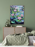 Ethereal Lilies - Original Acrylic Waterlily Painting Impressionist Pond Art Vibrant Nature Wall Decor for Home Office Decor Nature Lovers