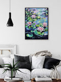 Ethereal Waterlilies - Vibrant Acrylic Waterlily Pond Painting Impressionist Unique Canvas Art Nature-Inspired Wall Decor for Home or Office