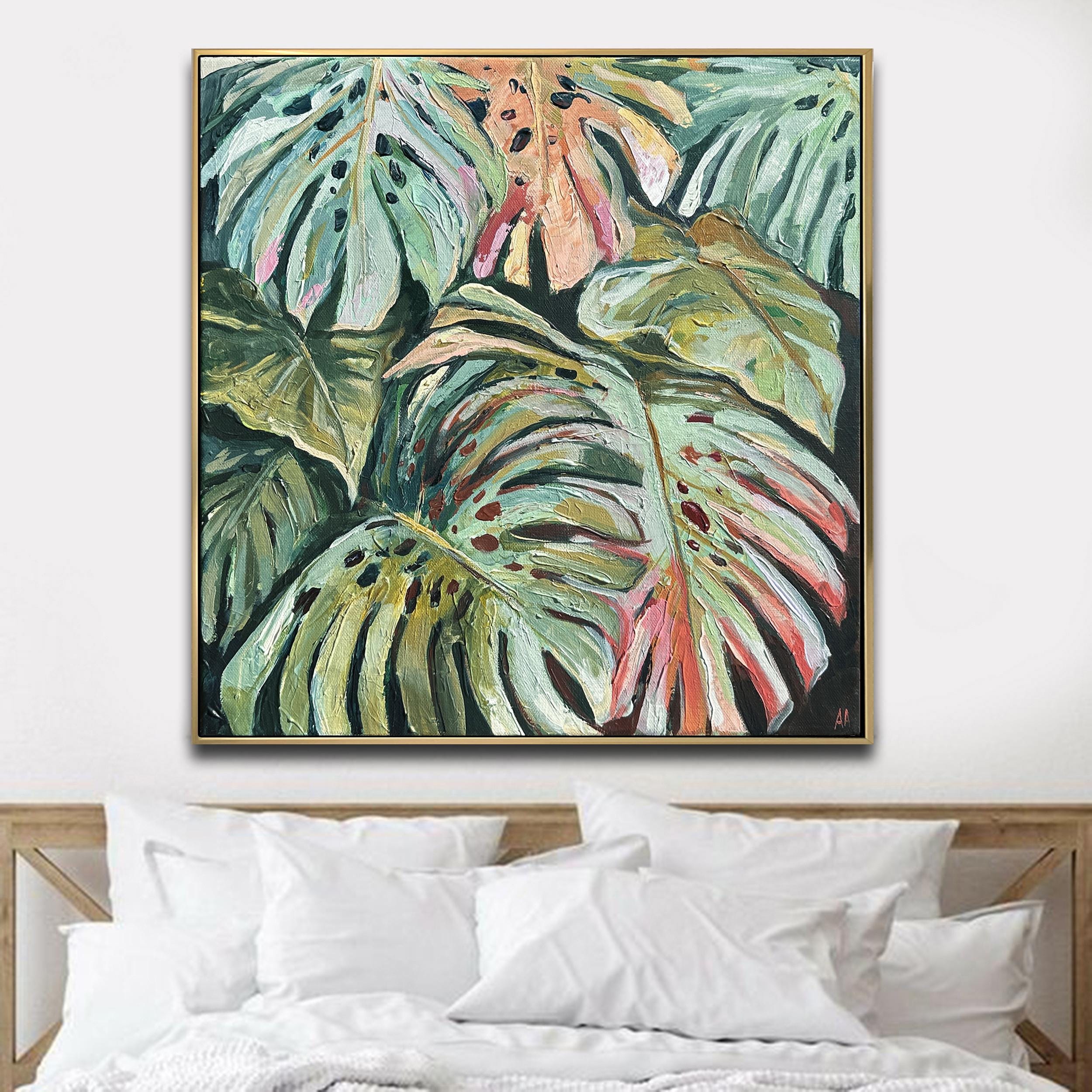 Tropical Leaves - Made to order Acrylic Leaf Painting Tropical Botanical Jungle Wall Art Nature Canvas Monstera Plant Boho Custom Home Decor