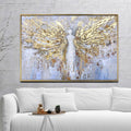 Gold Wings - Angel Painting White and Gold Textured Wall Art Abstract Canvas with Gold Leaf Minimal Modern Home Decor Gift for Loved Ones