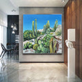 Between the Rocks - Colorful Cactus Painting Southwestern Desert Landscape Art Desert Wall Decor Vibrant Nature Canvas Boho Home Style
