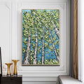 Green Aspen Tree - Textured Canvas Painting, Abstract Landscape Original Art Wall Home Decor